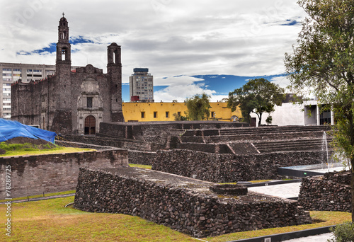 Plaza Three Cultures Aztec Ruins Mexico City\ photo