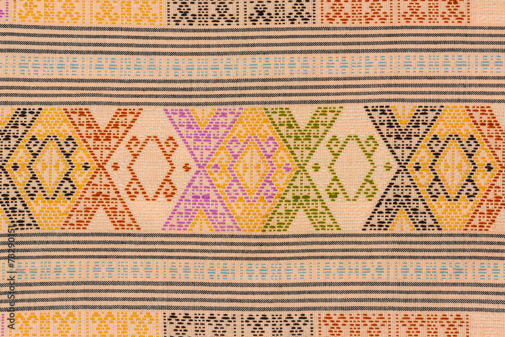 Ancient Thai art fabric paint pattern .