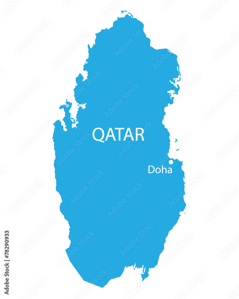 blue map of Qatar