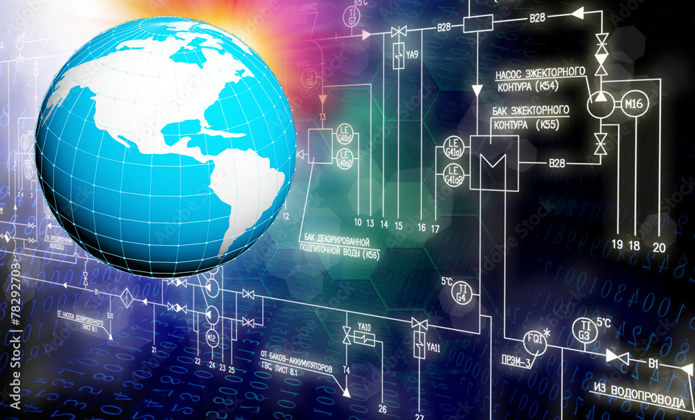 Fototapeta premium Creation industrial engineering coputer connection technologies