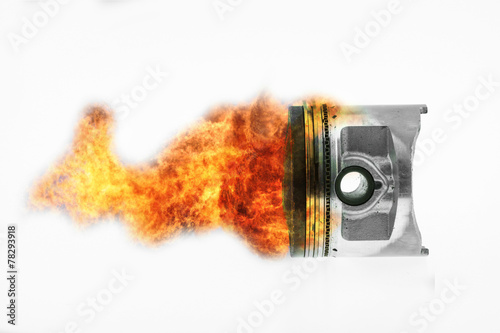 Canvas Print fuel burning on top of engine piston.