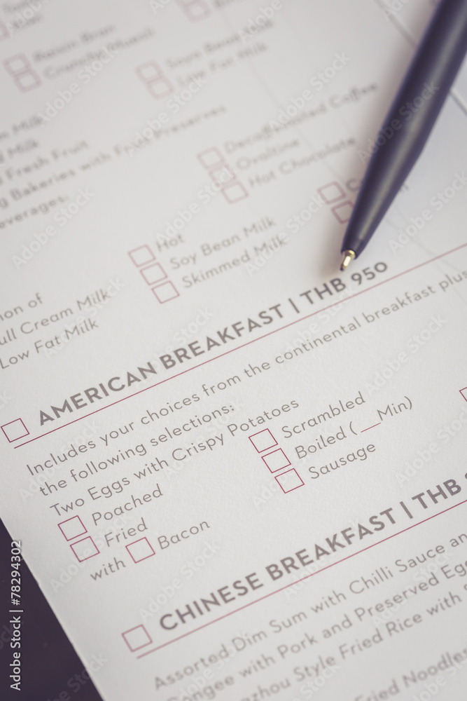 Obraz premium Menu list with pen