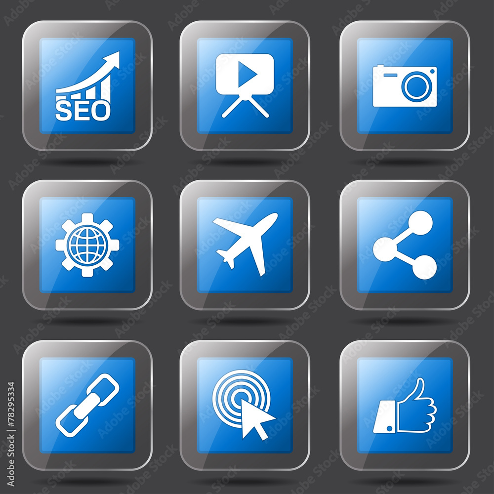 SEO Internet Sign Square Vector Blue Icon Design Set 1 SEO Internet Sign Square Vector Blue Icon Design Set 1