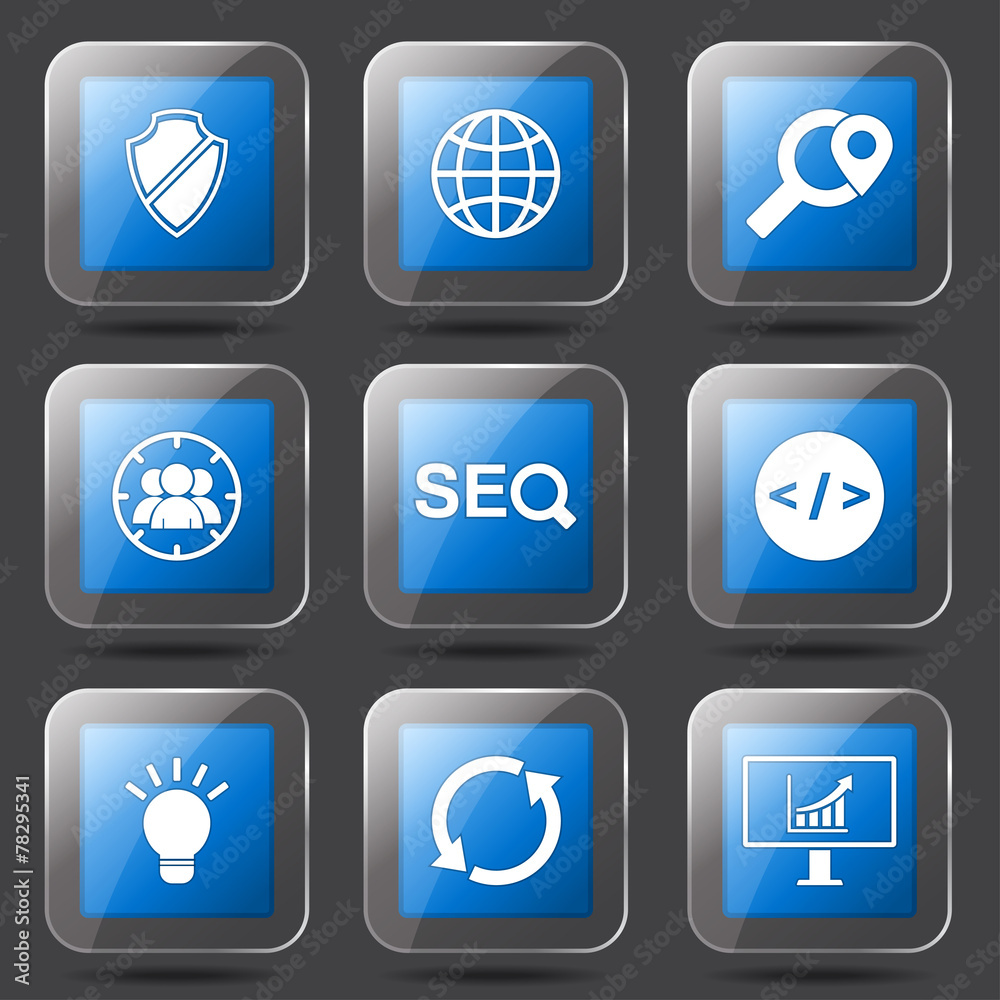 SEO Internet Sign Square Vector Blue Icon Design Set 2 SEO Internet Sign Square Vector Blue Icon Design Set 2