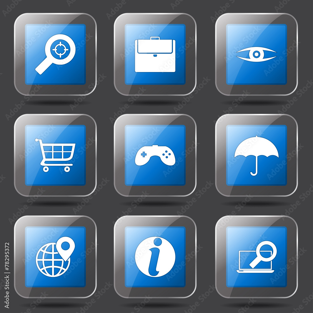 SEO Internet Sign Square Vector Blue Icon Design Set 10