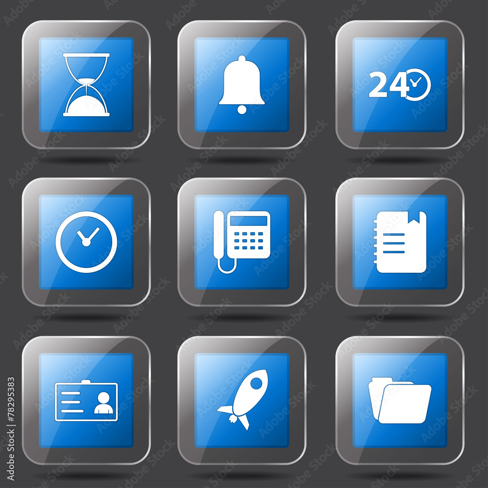 Time Duration Square Vector Blue Icon Design Set Time Duration Square Vector Blue Icon Design Set