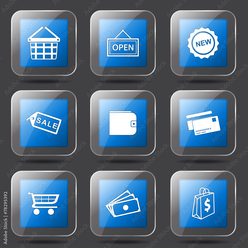 Shopping Sign Square Vector Blue Icon Design Set 2 Shopping Sign Square Vector Blue Icon Design Set 2