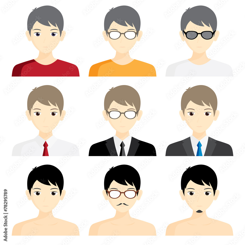 set avatar man cartoon picture profile business set avatar man cartoon picture profile business