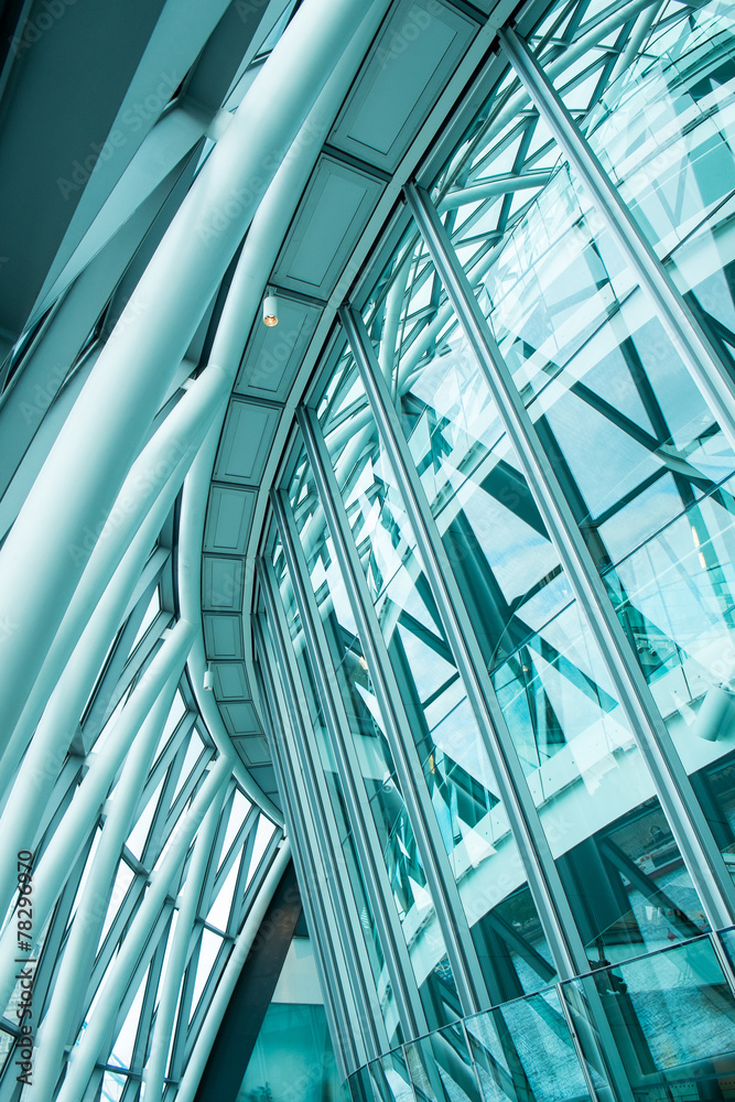 Fototapeta premium Interior of Glass in Business Office building Financial Skyscra