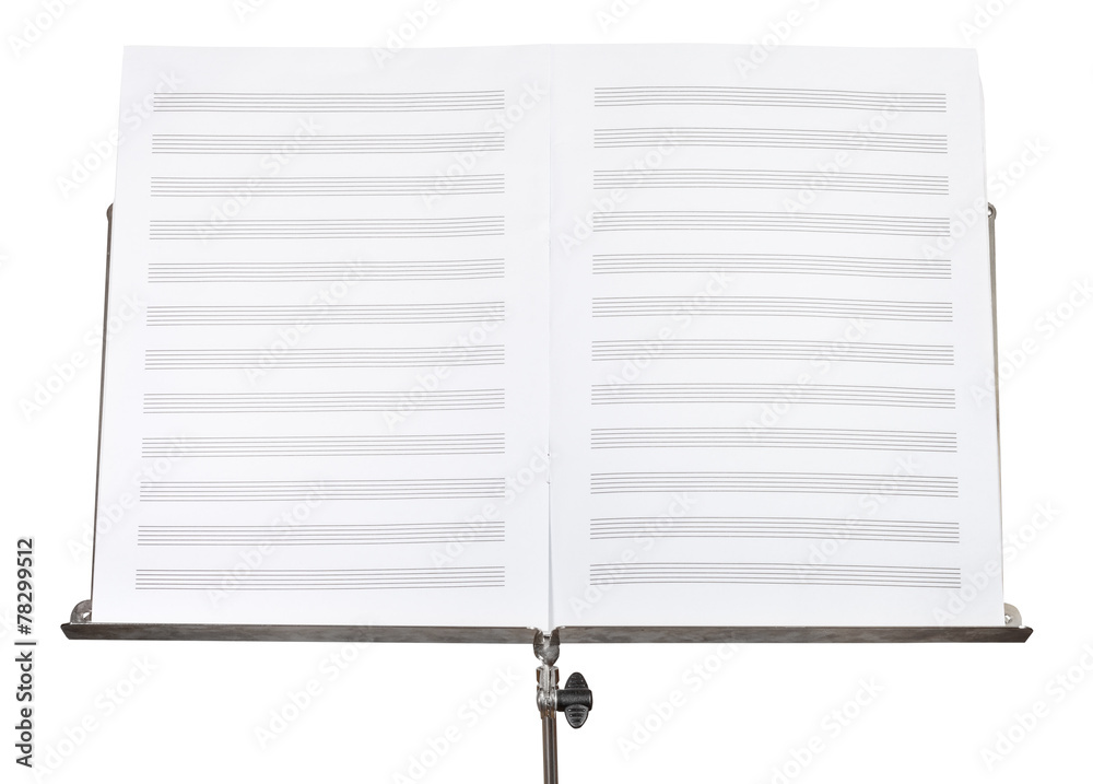 Obraz premium blank double pages of music book on stand close up