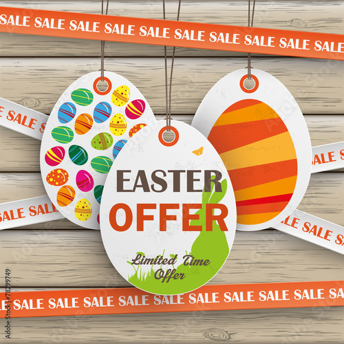 Sale Sticker Lines Easter Offer Wood
