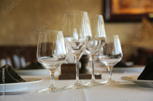 Empty glasses in restaurant table