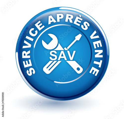 service après vente sur bouton bleu