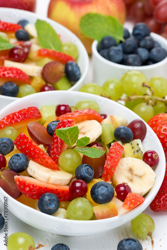 delicious fruit and berry salad in a bowl