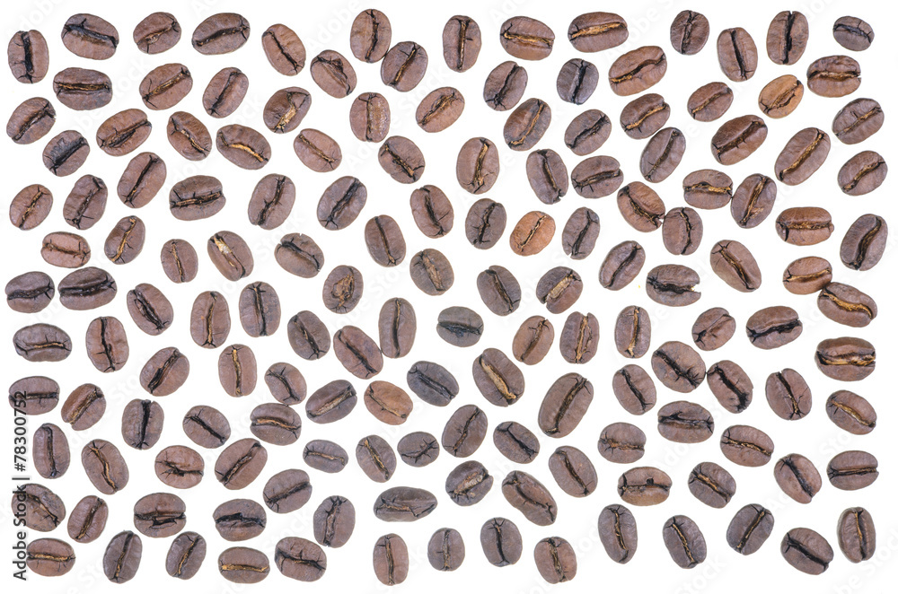 Coffee beans are laid out randomly Coffee beans are laid out randomly