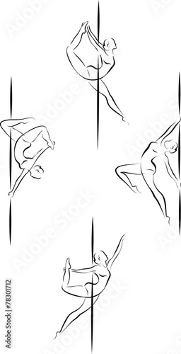 Outline pole dancers