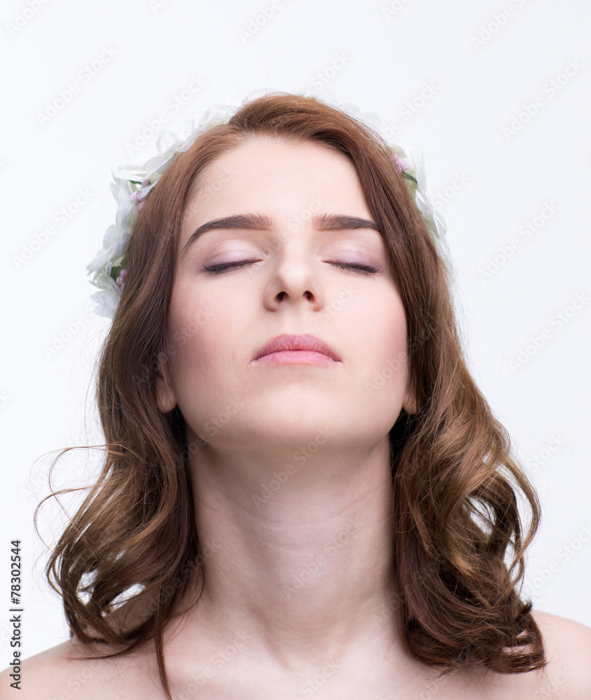 Portrait of a beautiful young woman with closed eyes Portrait of a beautiful young woman with closed eyes
