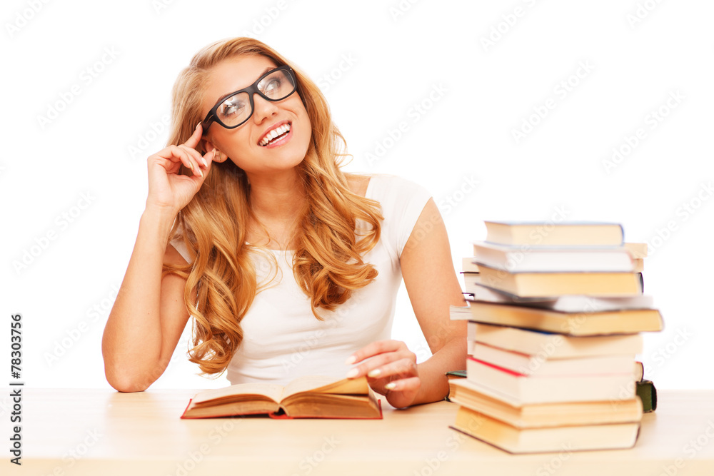 Young student reading books Young student reading books