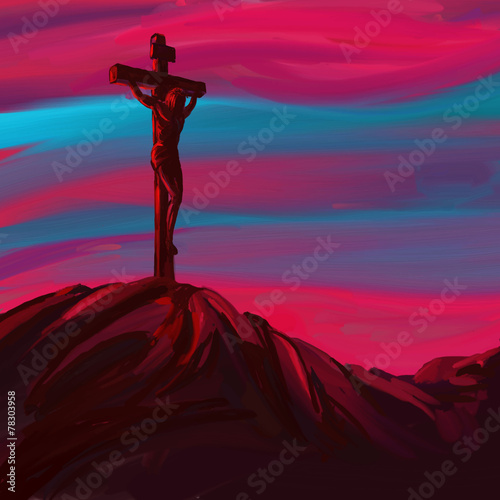 Jesus Christ Crucifiction vector illustration   painted