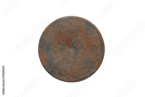 Antique ceramic coasters isolated on white background (Top view)