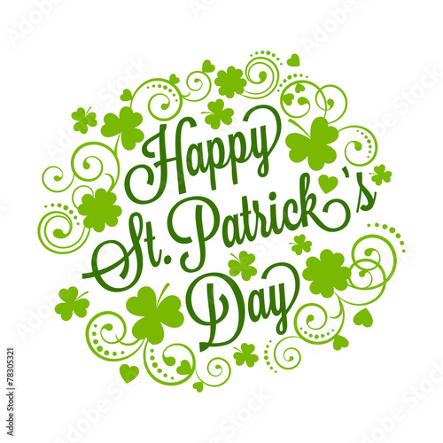 St. Patrick's card with clover and typography
