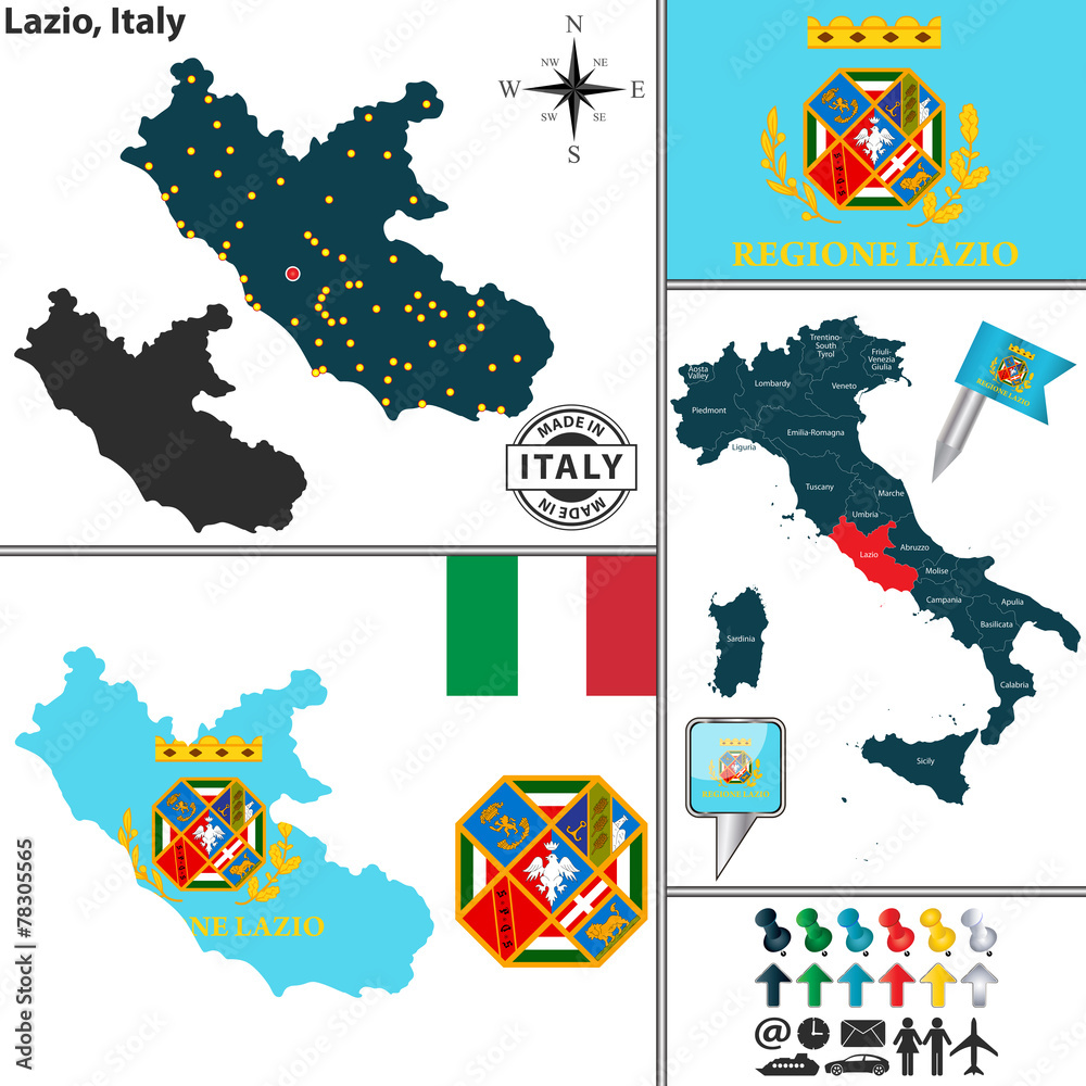 Fototapeta premium Map of Lazio, Italy