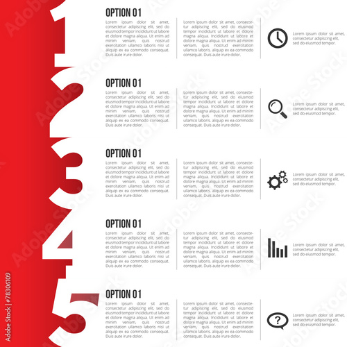 1-2-3-4-5 option infographics-paper progress template