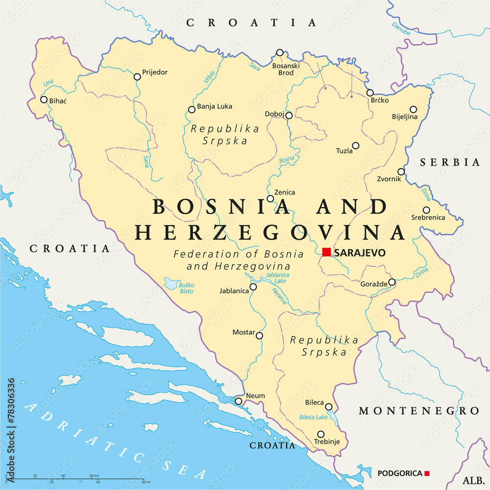 Bosnia And Herzegovina Political Map