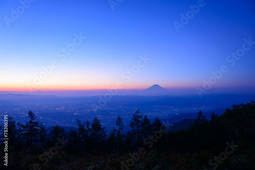 Kofu city and Mt.Fuji at dawn