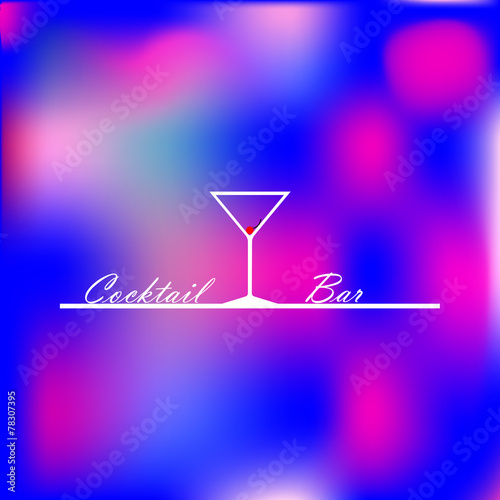 Design illustration with the image of a glass for a cocktail bar