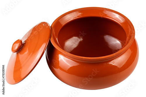 Clay pot for cooking. isolated