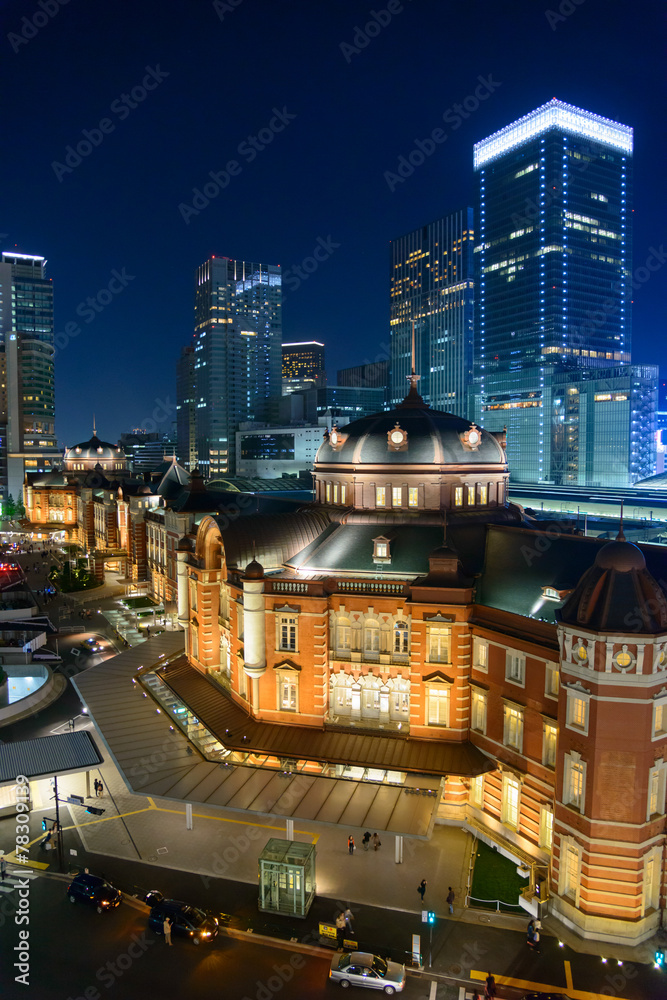Obraz premium Night view of Tokyo Station