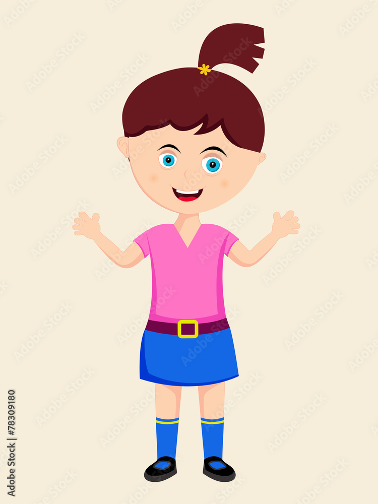 Cartoon of a cute little girl extending her arms.