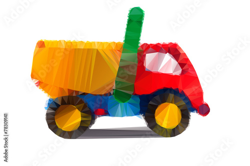 Polygonal illustration of colorful tipper isolated