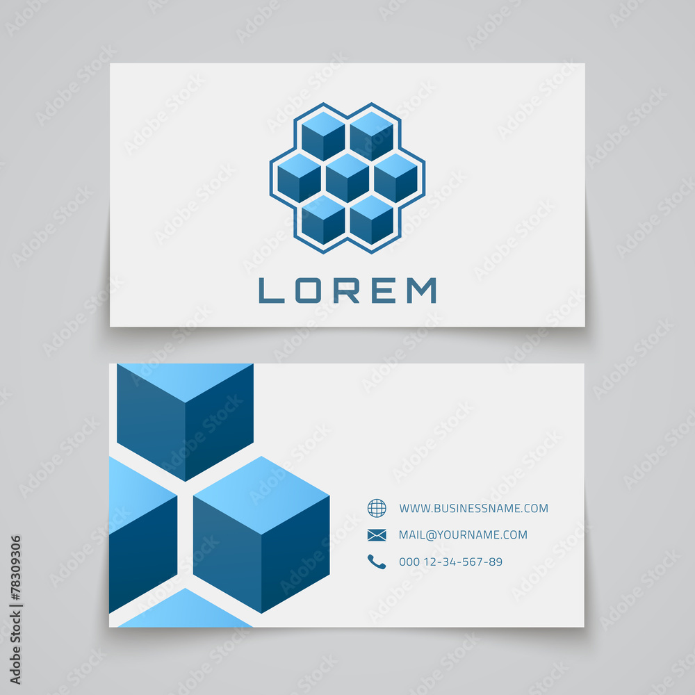 Fototapeta premium Business card template. Abstract cubes