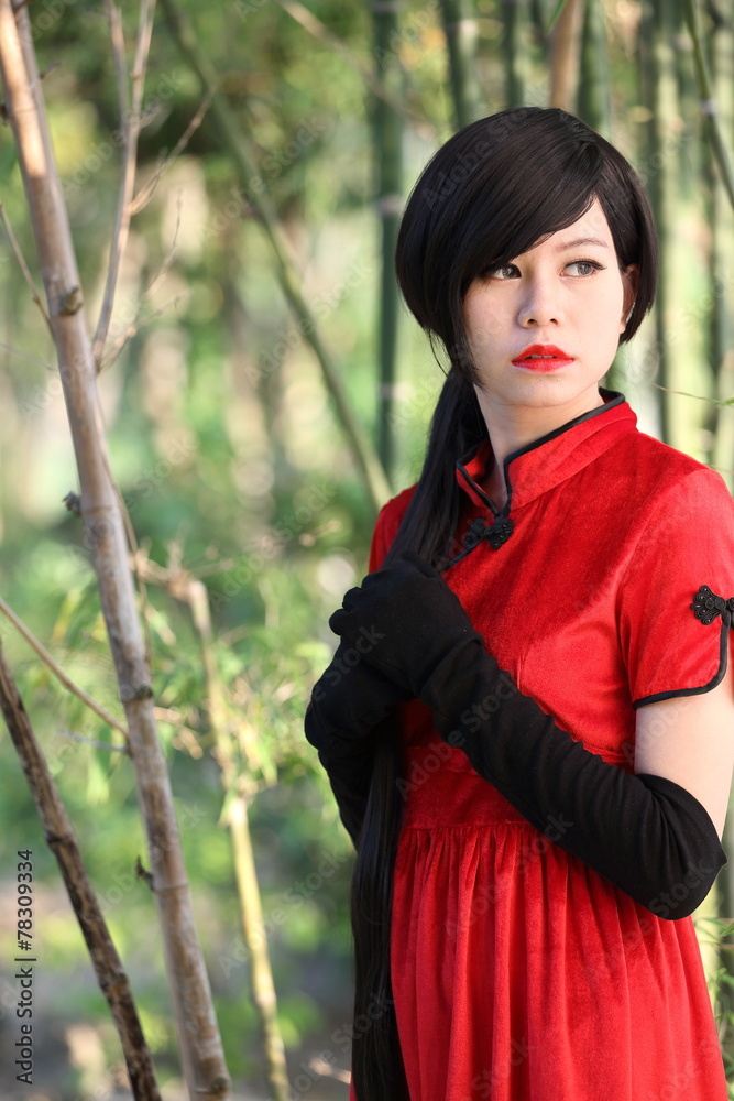 happy Chinese new year. beautiful young Asian woman dress tradit