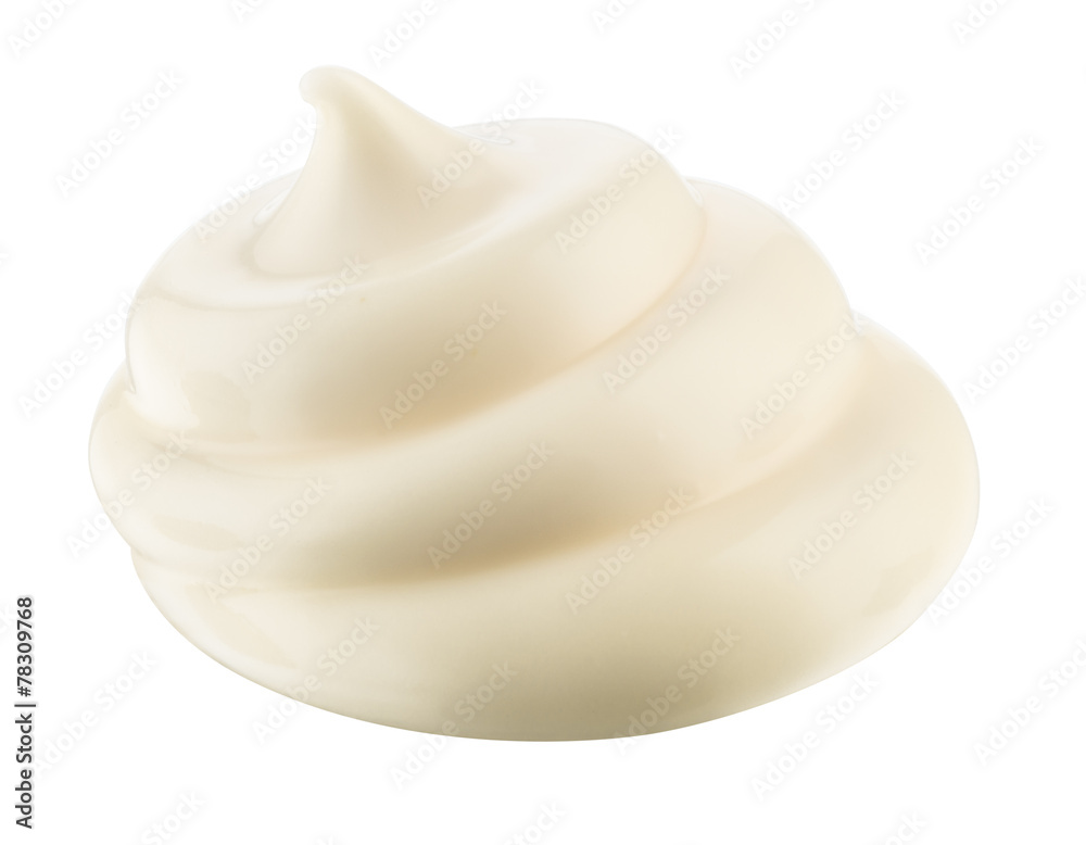 Handful of mayonnaise. Swirl on white background. Clipping path.