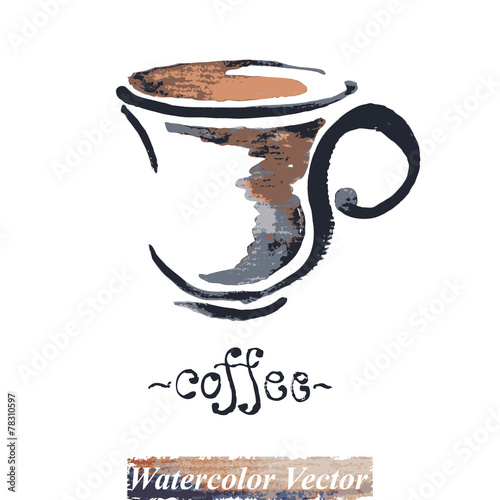 A cup of coffee watercolor, vector