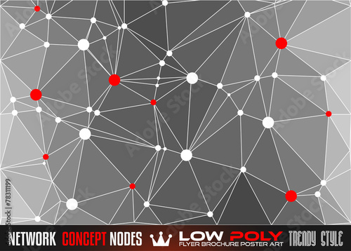 Low Poly trangular network with nodes background for your flyer