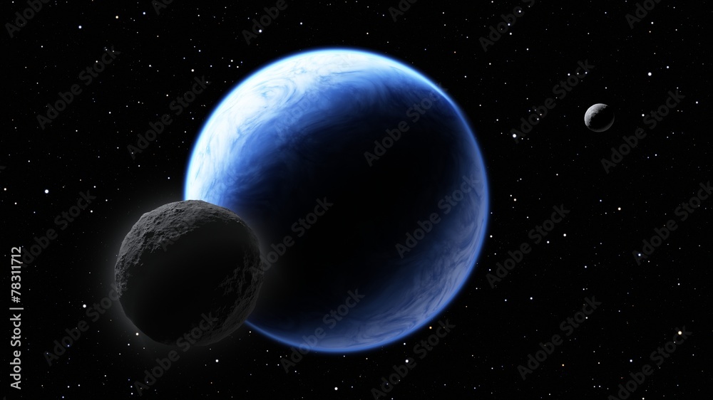 Two moons orbiting an Earth-like planet Two moons orbiting an Earth-like planet