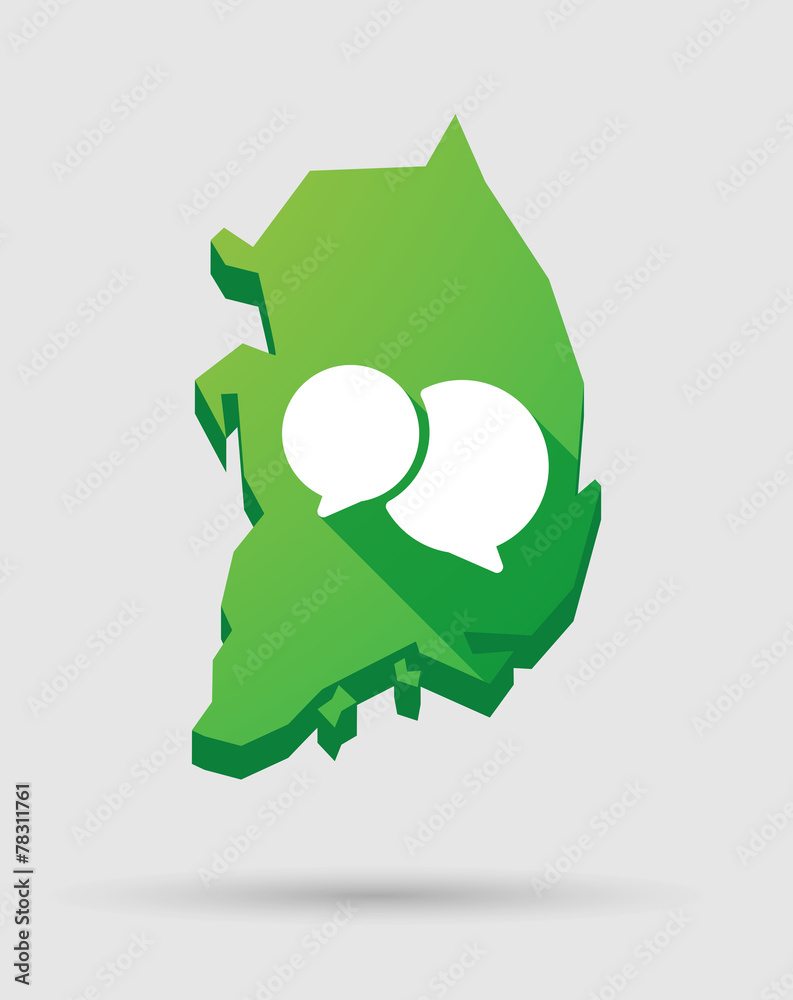 South Korea map icon with a comic balloons South Korea map icon with a comic balloons