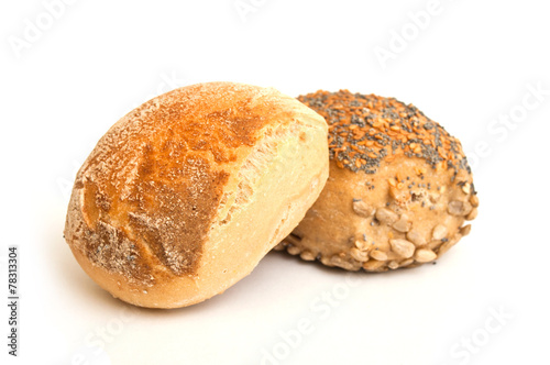 Fotografia petit pain rond sur fond blanc