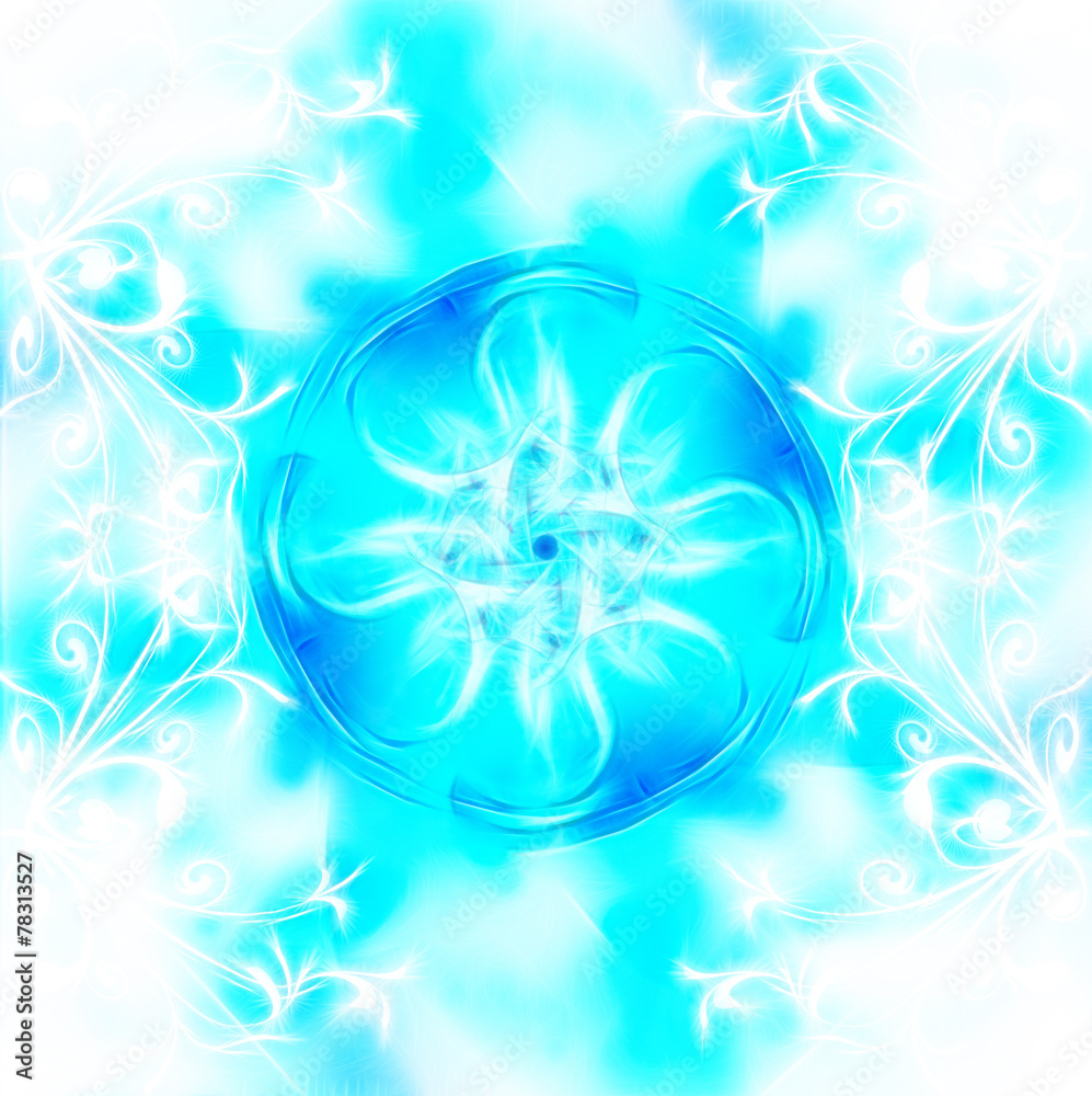 Decorative fractal wallpaper - intricate patterns of blue light
