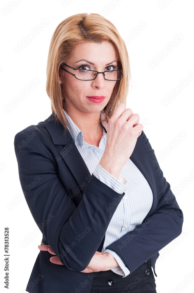 Attractive blonde business woman looking into the camera Attractive blonde business woman looking into the camera