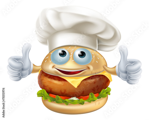 Cartoon chef burger mascot character