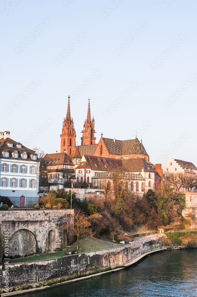 Basel, Altstadt, Münster, Kirche, Münsterplatz, Winter, Schweiz