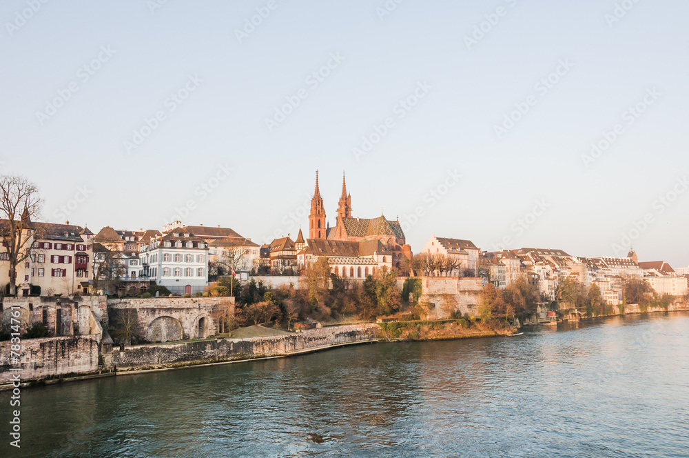 Basel, Altstadt, Rhein, Münster, Pfalz, Winter, Schweiz