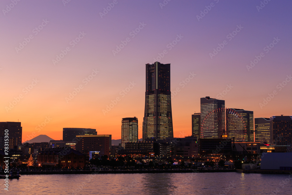 Minatomirai 21 area in the twilight in Yokohama, Japan Minatomirai 21 area in the twilight in Yokohama, Japan