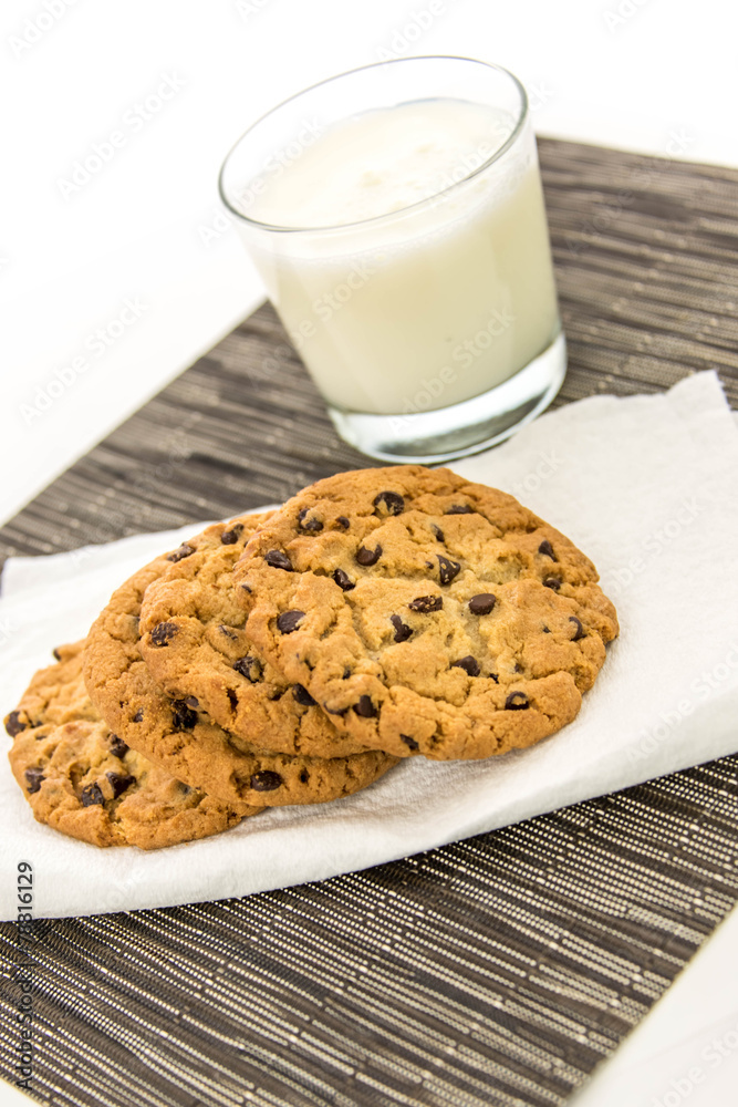 chocolate chip cookies and glass of milk chocolate chip cookies and glass of milk