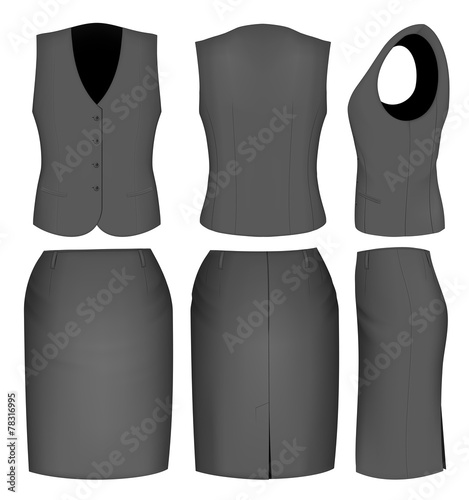 Formal black skirt suit for women